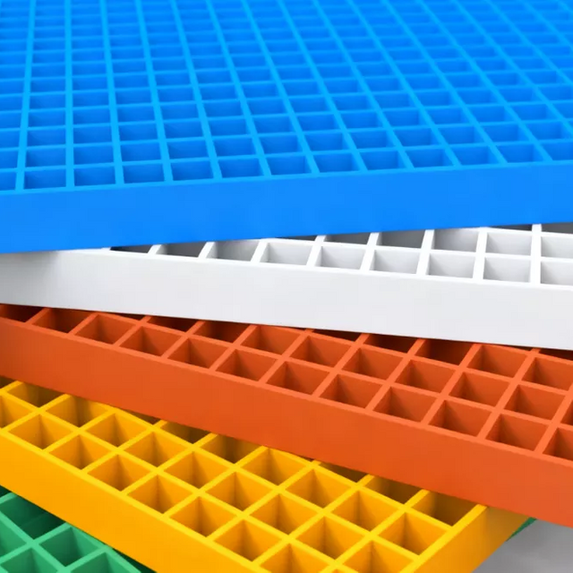 Colorful FRP (fiberglass reinforced plastic) grid panels: industrial flooring/screening solutions