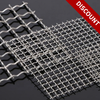 Manganese Steel Screen Mesh with different mesh sizes on a gray background
