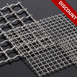 Manganese Steel Screen Mesh with different mesh sizes on a gray background